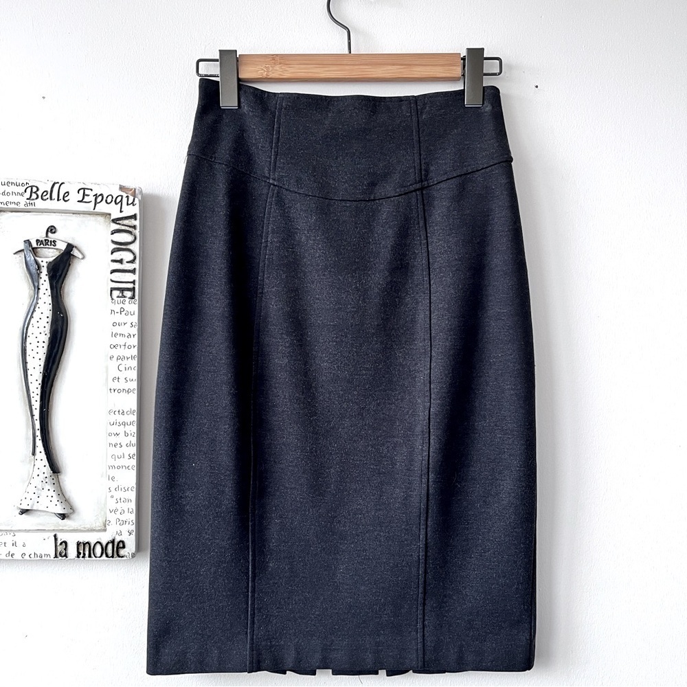 Vintage Y2K Nanette Lepore Gray High Waist Pleated Pencil Skirt Size 4